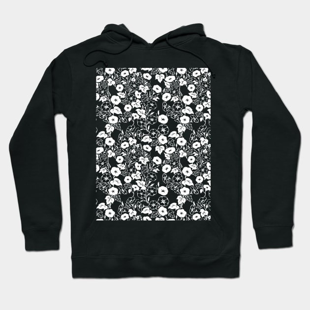 Alternate Morning Glory Flower Garden BW II Hoodie by FlinArt